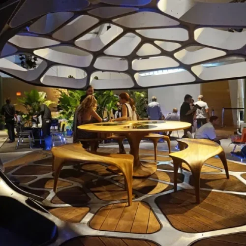 Zaha hadid launches prefabricated dining pavilion at design miami