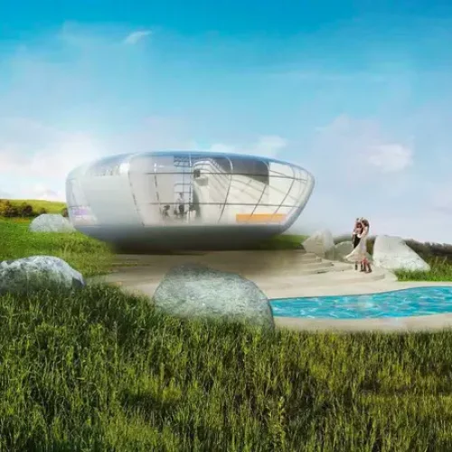This futuristic pop-up home looks like a pod from outer space