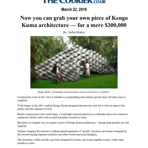 Now you can grab your own piece of Kengo Kuma architecture