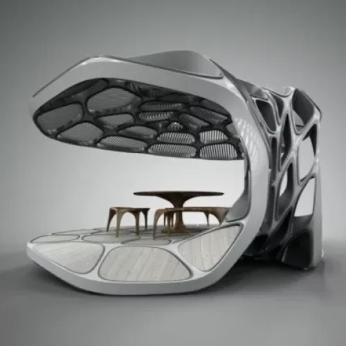 Watch Zaha Hadid’s Dining Pavilion Come Into Fruition