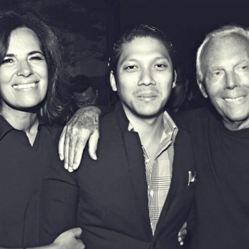 Robbie Antonio with Roberta and Giorgio Armani